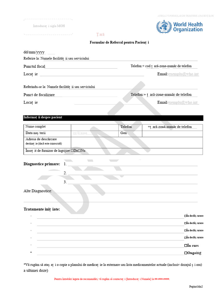 Formular de Recomandare A Pacientului PDF | PDF