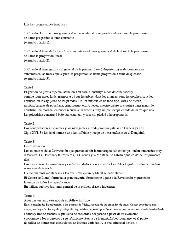 Progresiones Temáticas en Textos Gramaticales | PDF