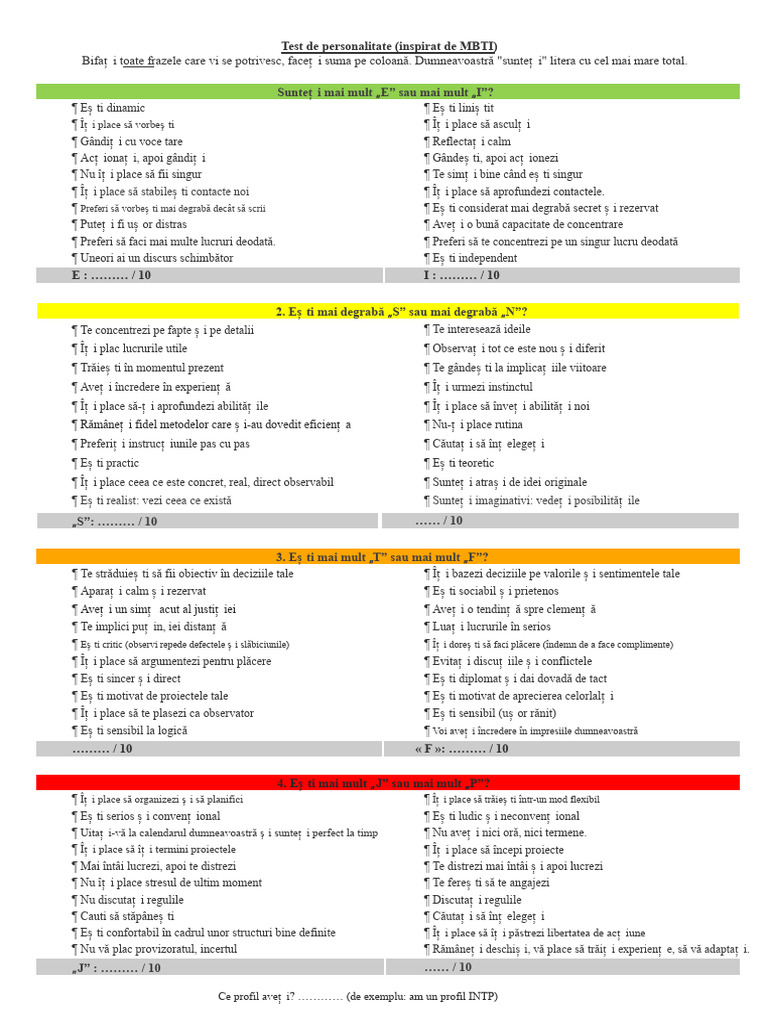 Test Mbti | PDF