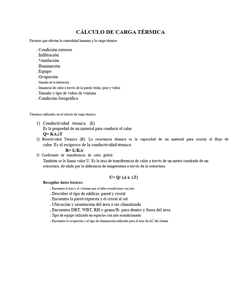 C lculo De Carga T rmica Efectiva PDF Transferencia De Calor Techo