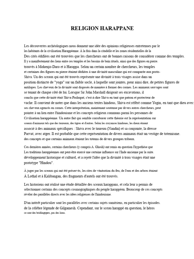 Religion et croyances de la civilisation Harappéenne | PDF | Shiva