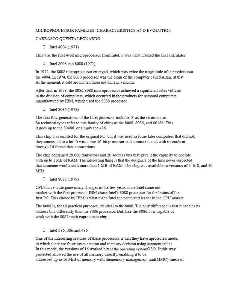 Evolution of Microprocessor Families | PDF | Central Processing Unit ...