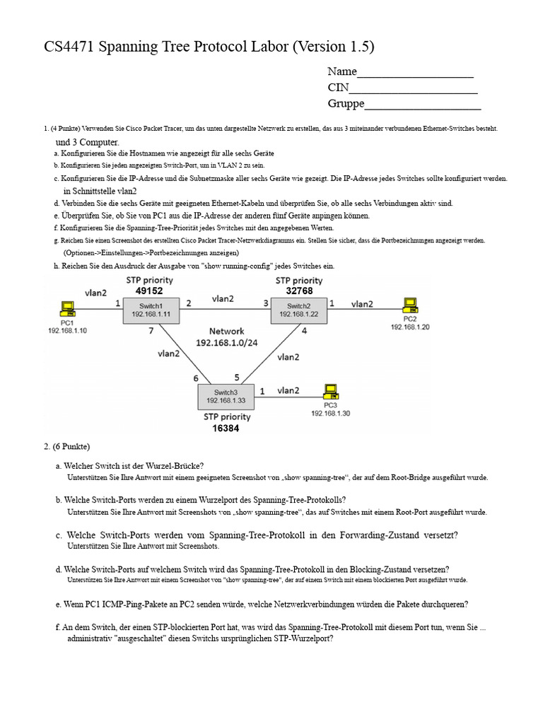 cs4471 Spanning Tree Protocol Labor | PDF