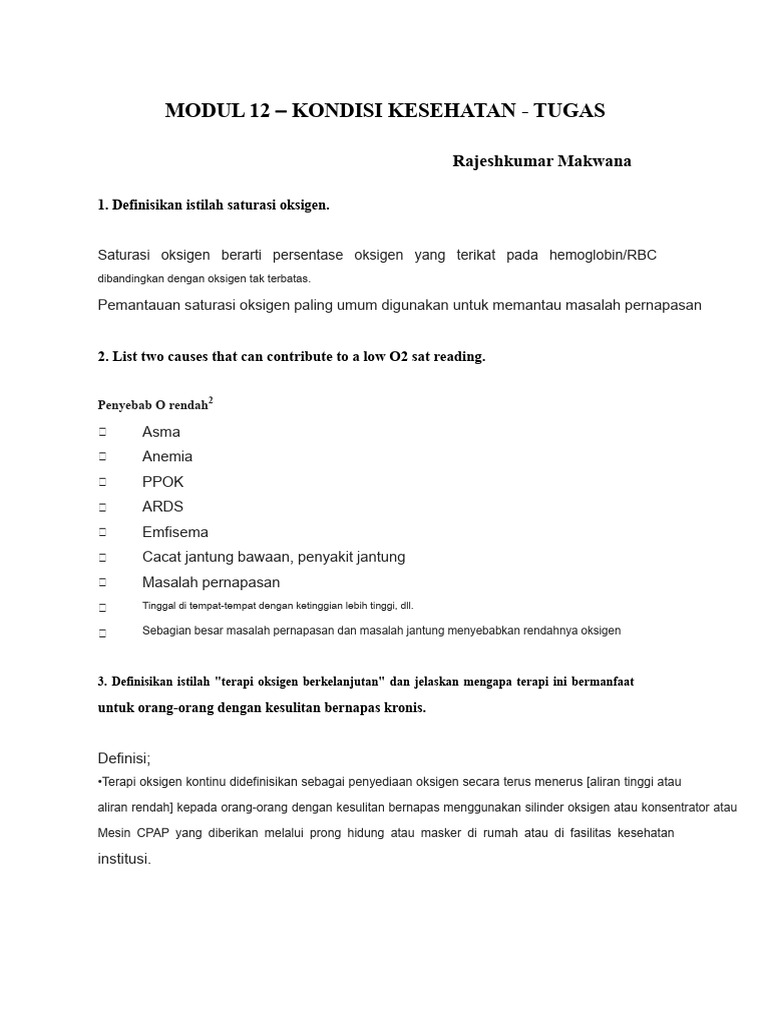 Modul 12 - Kondisi Kesehatan Raj | PDF