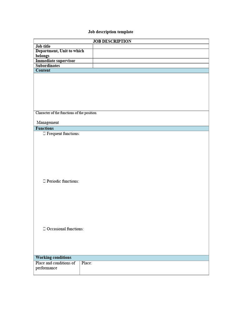 Job Description Template Guide | PDF | Function (Mathematics) | Motivation
