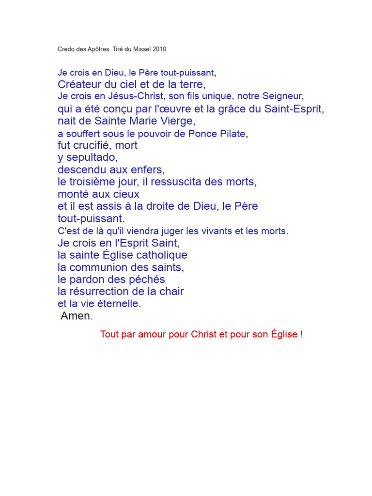 Le Credo Des Apôtres | PDF
