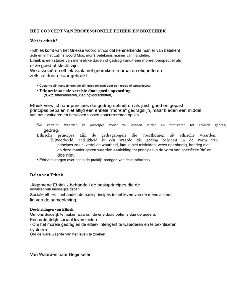 Het Concept Van Professionele Ethiek en Bio-Ethiek | PDF