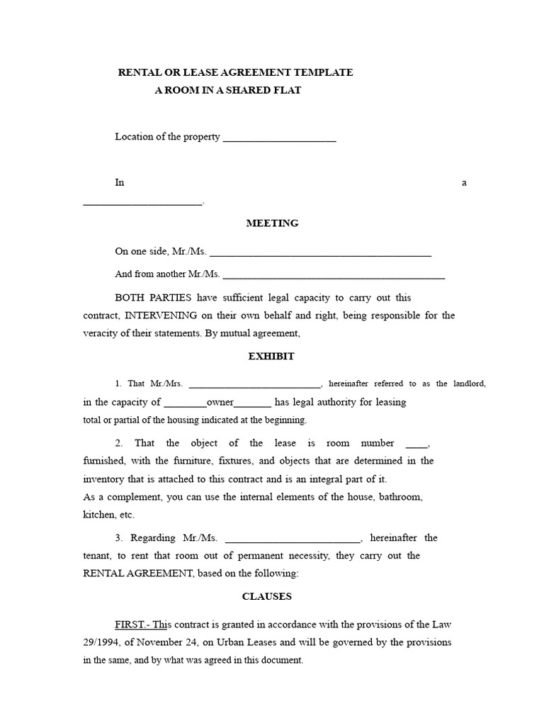 Room Rental Agreement Template | PDF | Lease | Leasehold Estate