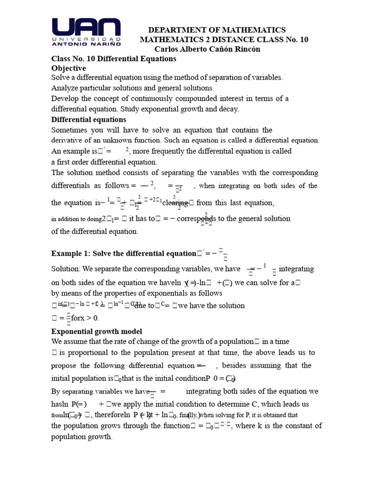 Differential Equations and Growth Models | PDF | Equations ...