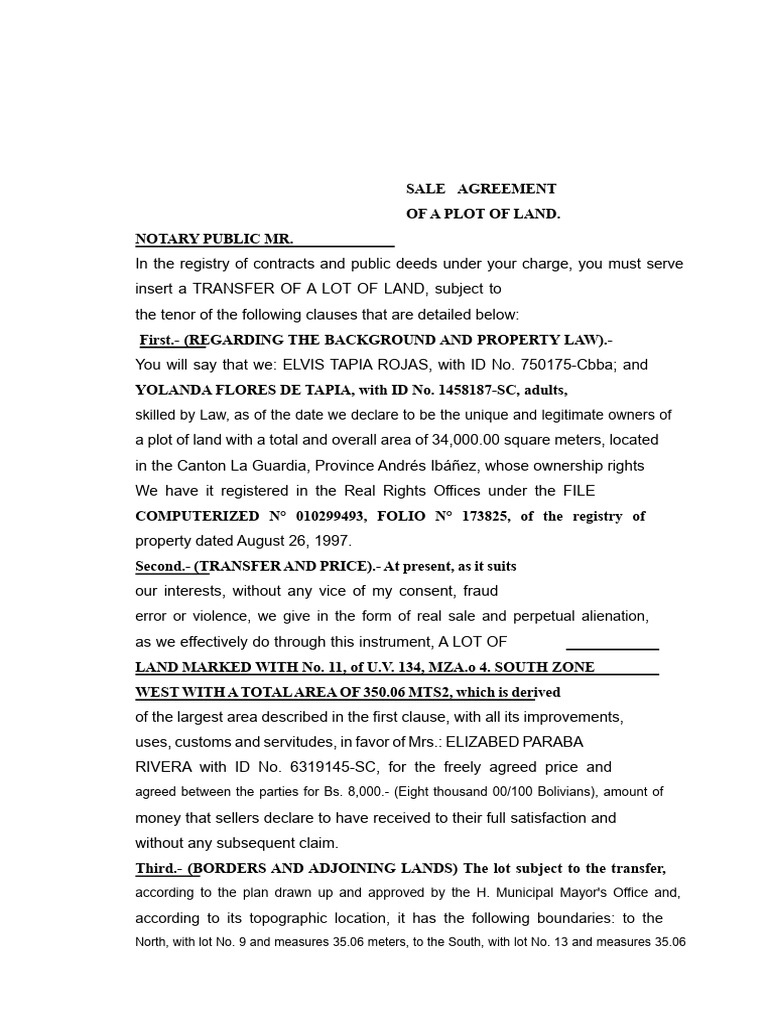 Sale Contract For A Plot of Land | PDF | Private Law | Common Law