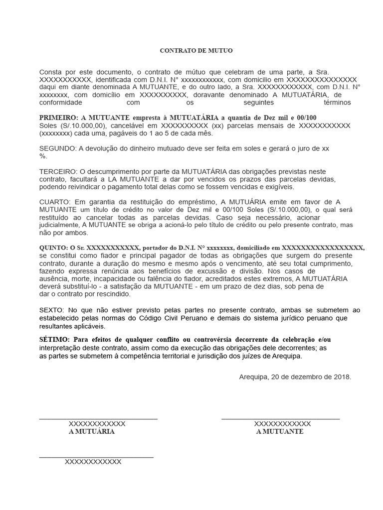 Contrato de Mútuo com Garantia Fidejussória | PDF | Empréstimos | Justiça