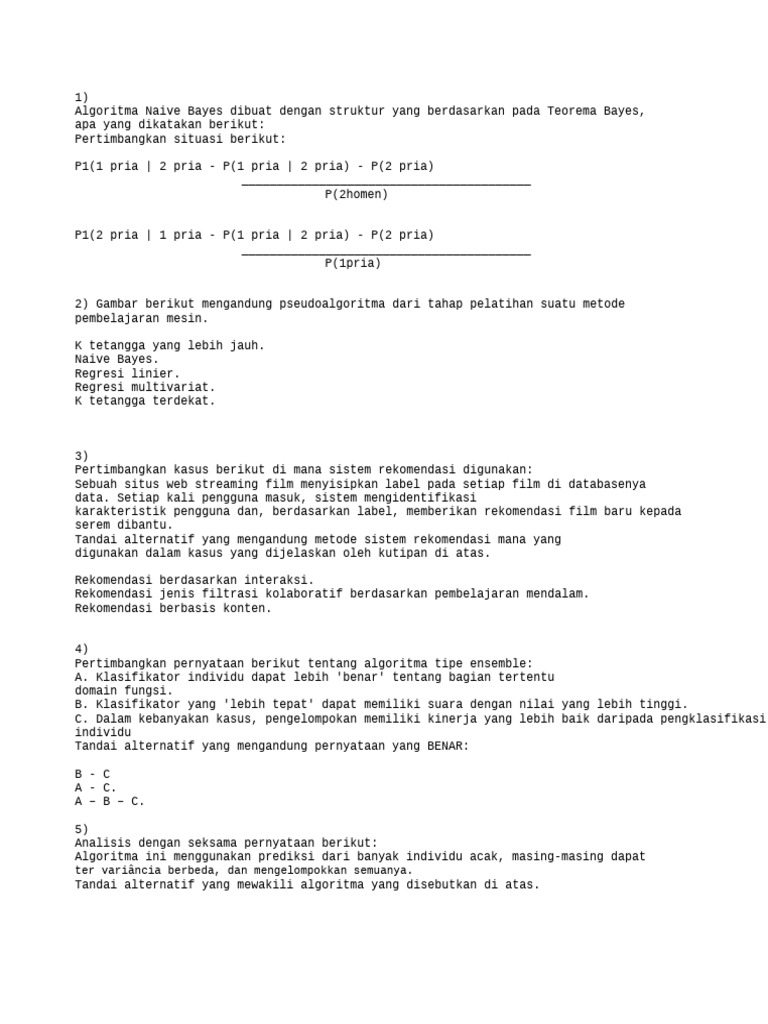 Algoritma Pembelajaran Mesin dan Rekomendasi | PDF