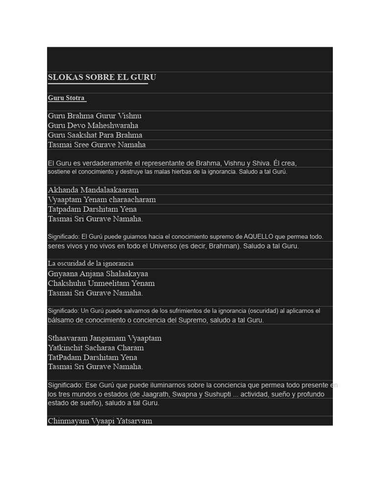 Slokas y Significados del Guru | PDF | Shiva | Gurú