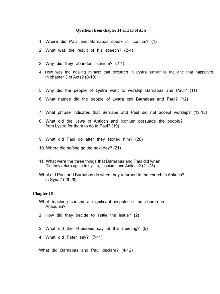 Acts 14-15 Study Questions | PDF