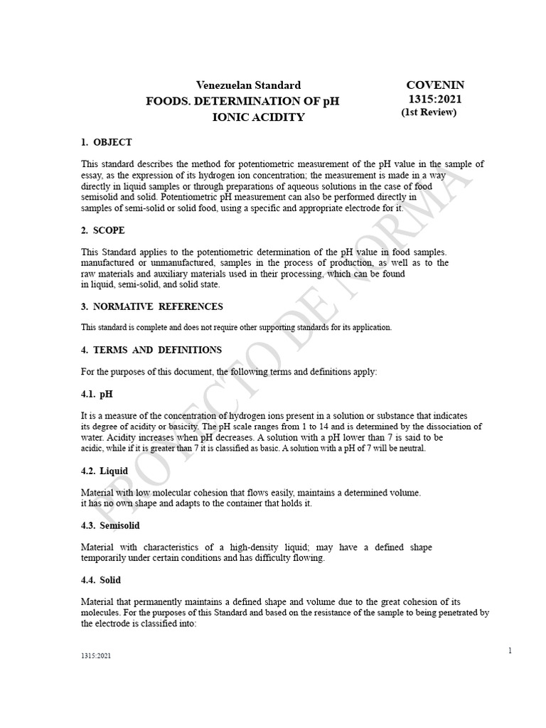 pH Measurement Standards for Foods | PDF | Ph | Filtration