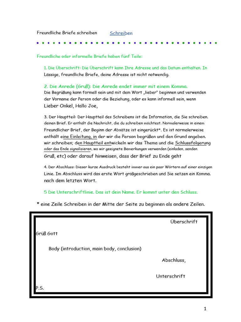 Freundliche Briefe Schreiben | PDF