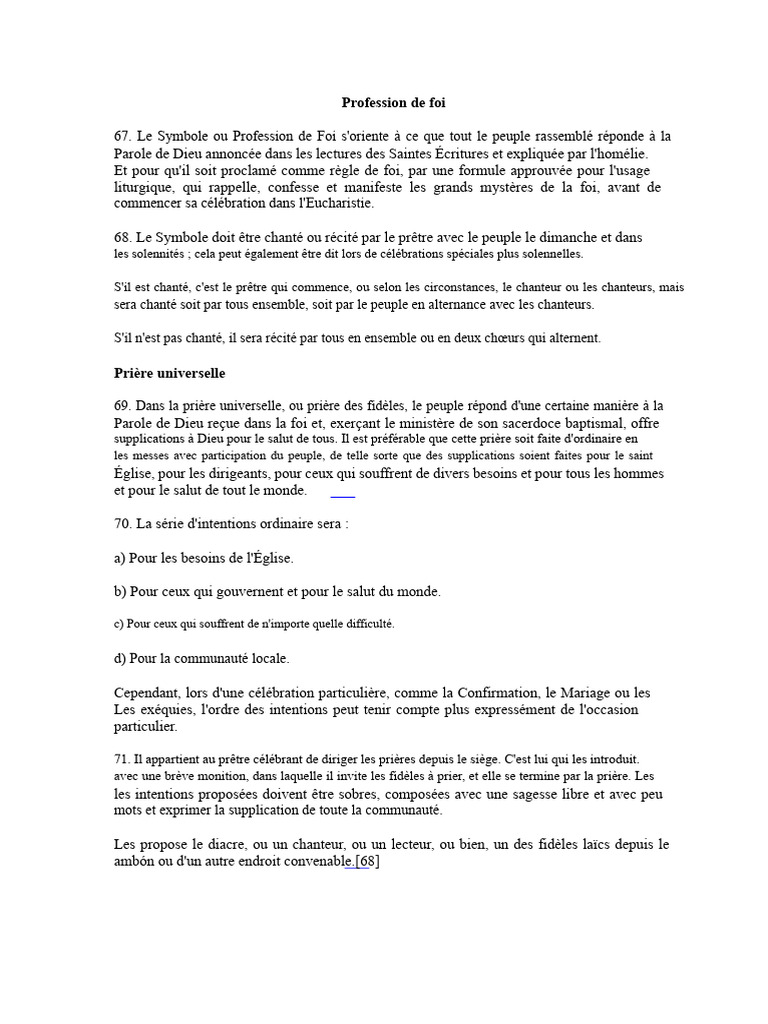 Profession de foi catholique en liturgie | PDF | Liturgie et culte ...