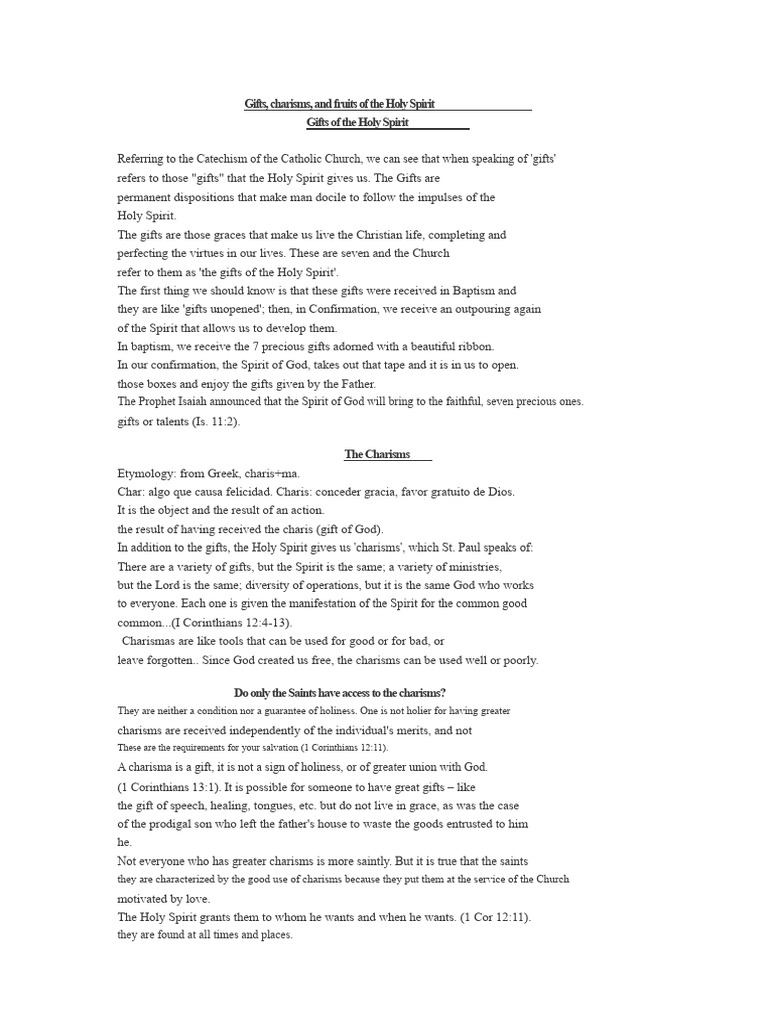 Understanding Charisms of the Holy Spirit | PDF | Spiritual Gift ...
