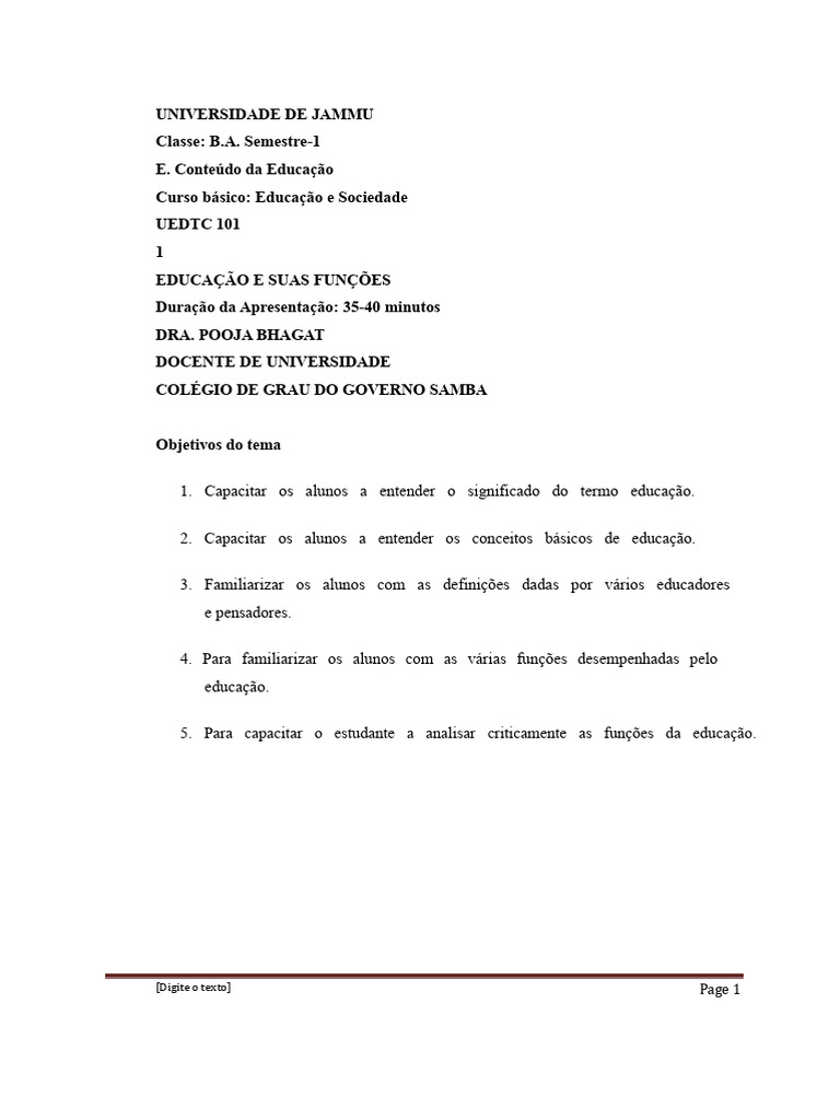 Funções e Conceitos de Educação | PDF | Aprendizado | Pedagogia