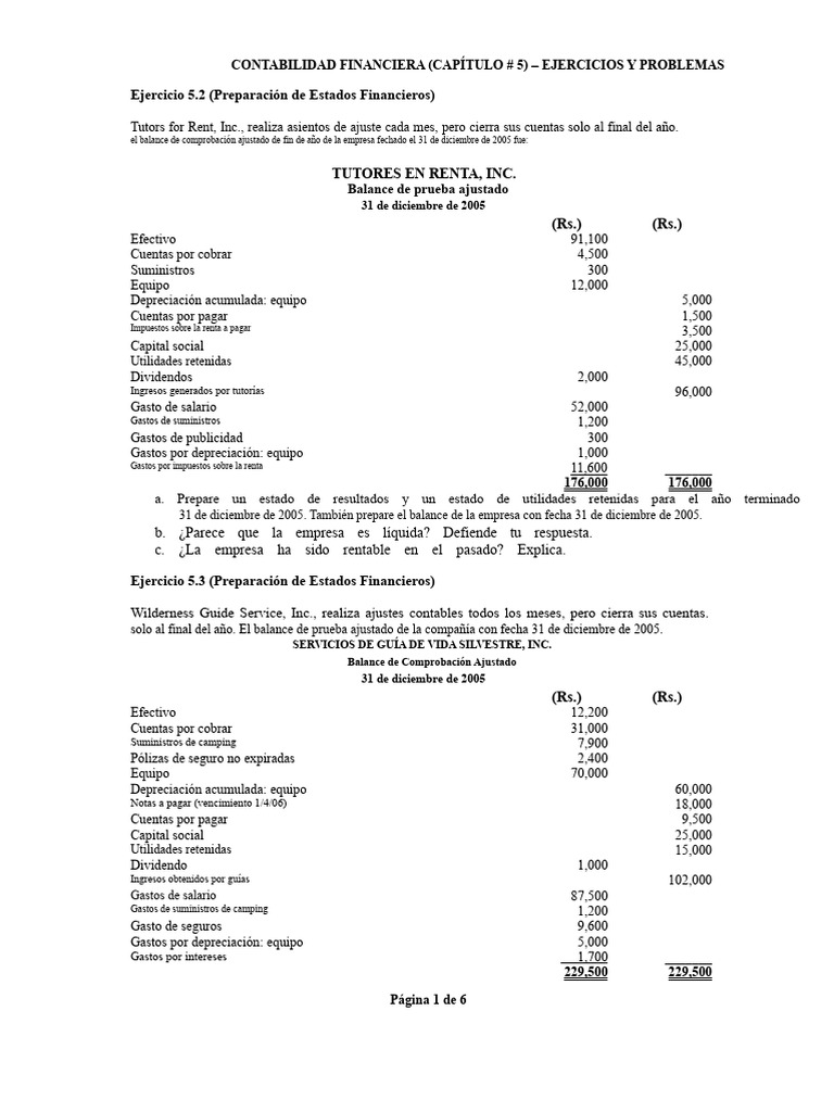Ejercicios de Contabilidad Financiera 2005 | PDF | Estado de resultados ...