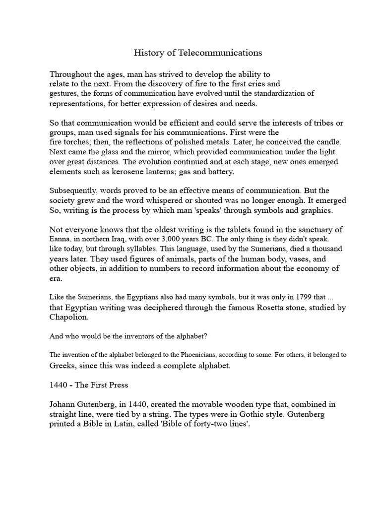 Evolution of Telecommunications History | PDF | Telegraphy ...