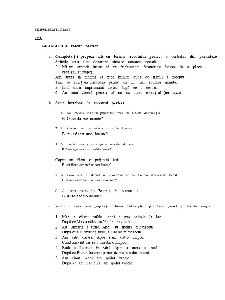 Trecutul Perfect | PDF