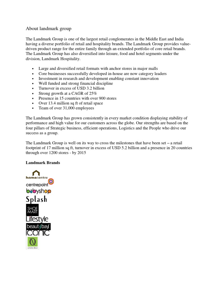 Landmark Group Retail Brands Overview | PDF | Retail | Sales