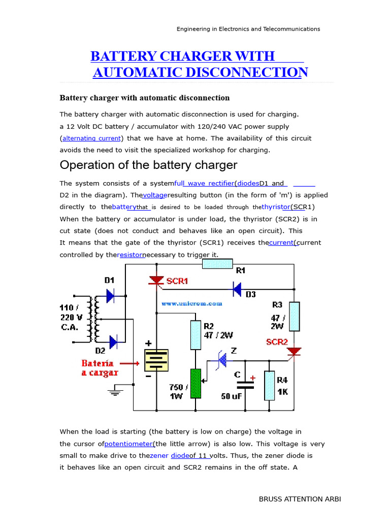 Automatic Battery Charger Circuit Guide | PDF | Rectifier | Diode