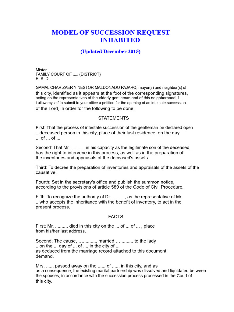 Intestate Succession Request Form | PDF | Intestacy | Private Law