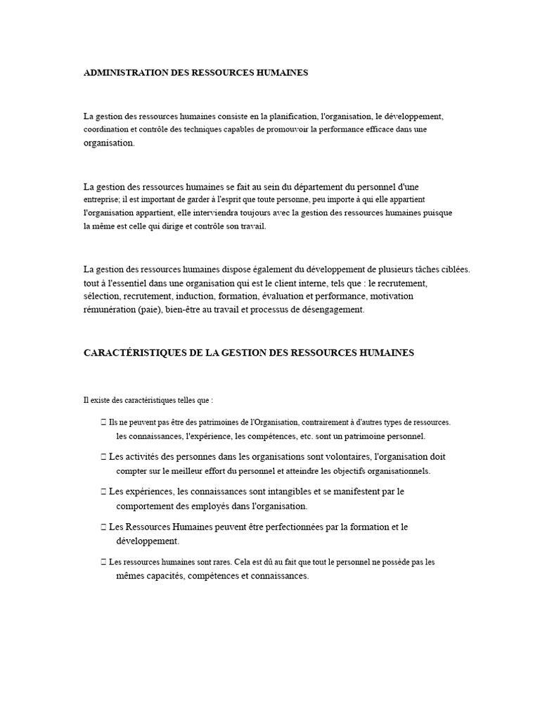 Gestion des Ressources Humaines Efficace | PDF | Gestion des ressources ...
