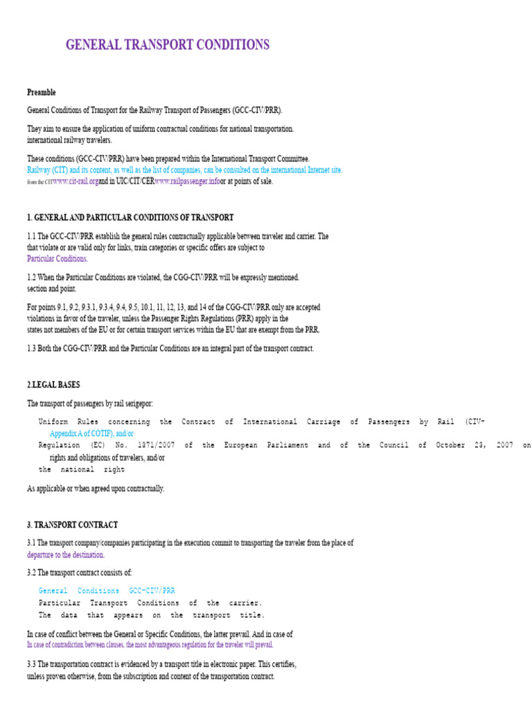 Railway Passenger Transport Conditions | PDF | Payments