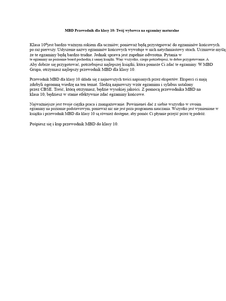 Przewodnik MBD Dla Klasy 10 | PDF