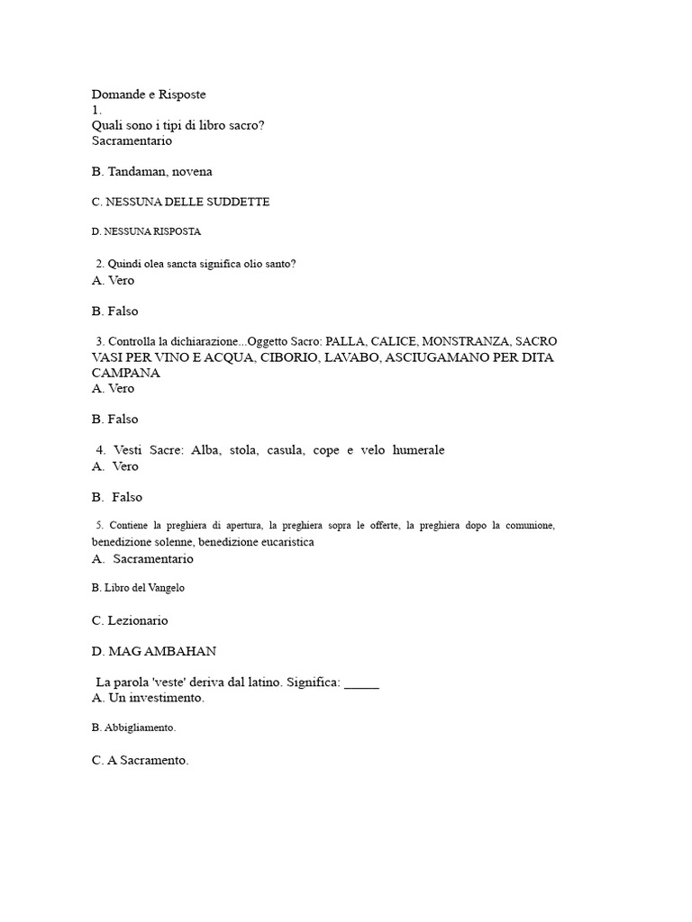 Domande e Risposte | PDF