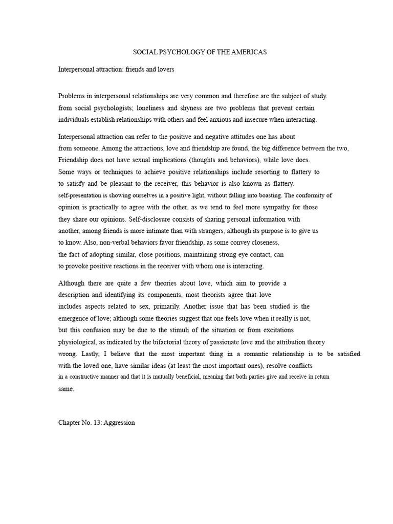 Interpersonal Attraction and Aggression Insights | PDF | Aggression | Love