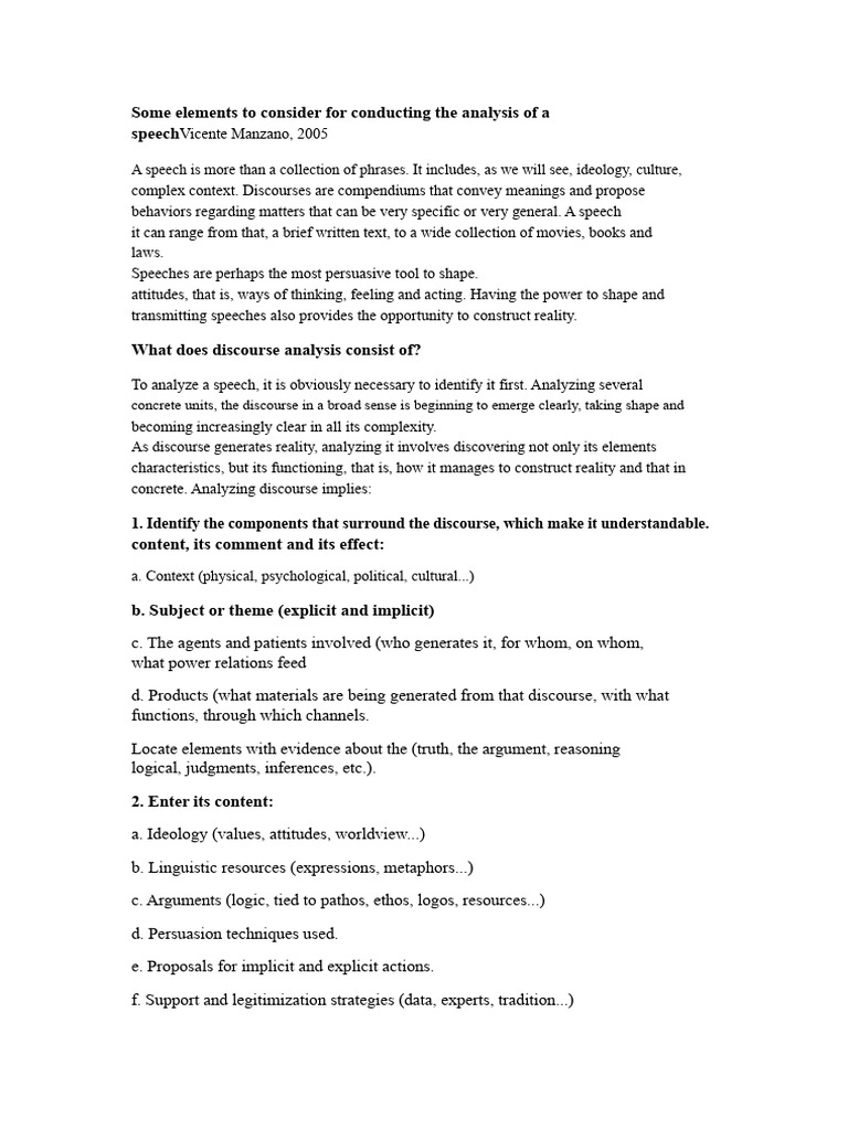 Discourse Analysis: Key Elements Explained | PDF | Analysis | Discourse
