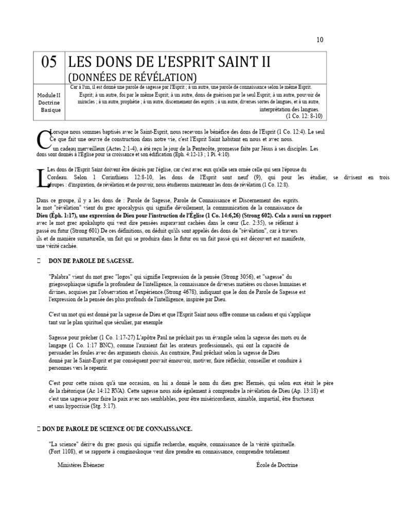 Dons de l'Esprit Saint : Révélation et Sagesse | PDF | Saint-Esprit | Dieu