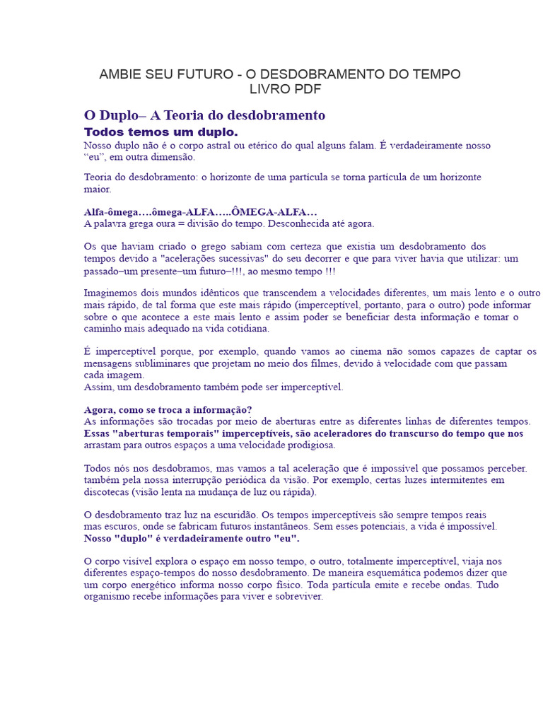 Desdobramento do Tempo e o Duplo | PDF | Tempo | Pensamento