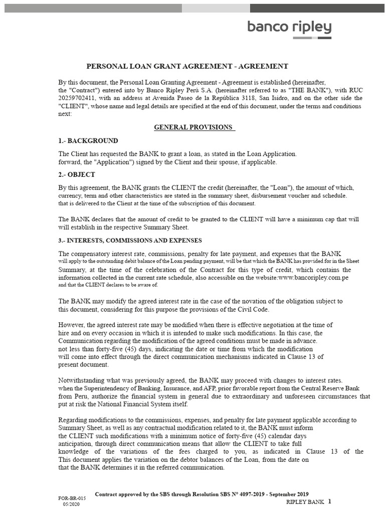 Cash Loan Contract Banco Ripley | PDF | Banks | Debt