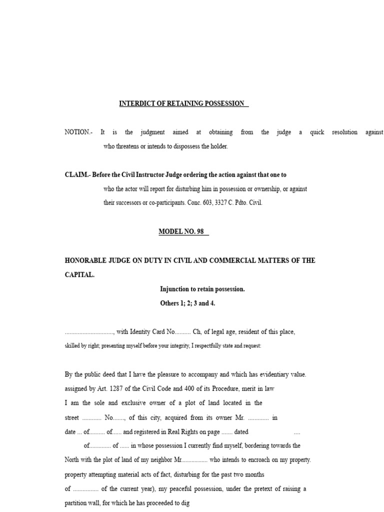 Interdict of Retaining Possession Guide | PDF | Lawsuit | Lawyer