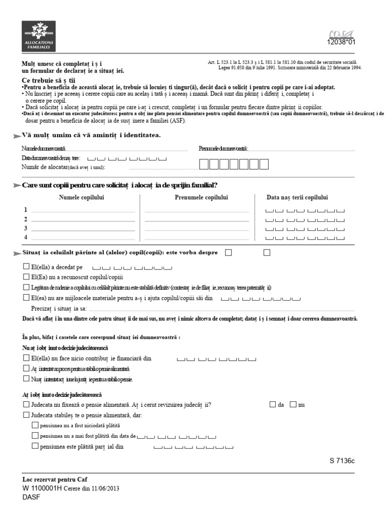 Formular de Cerere Pentru ASF | PDF