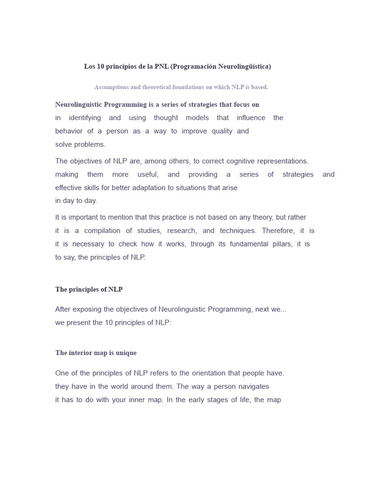 10 Principles of NLP Explained | PDF | Neuro Linguistic Programming ...