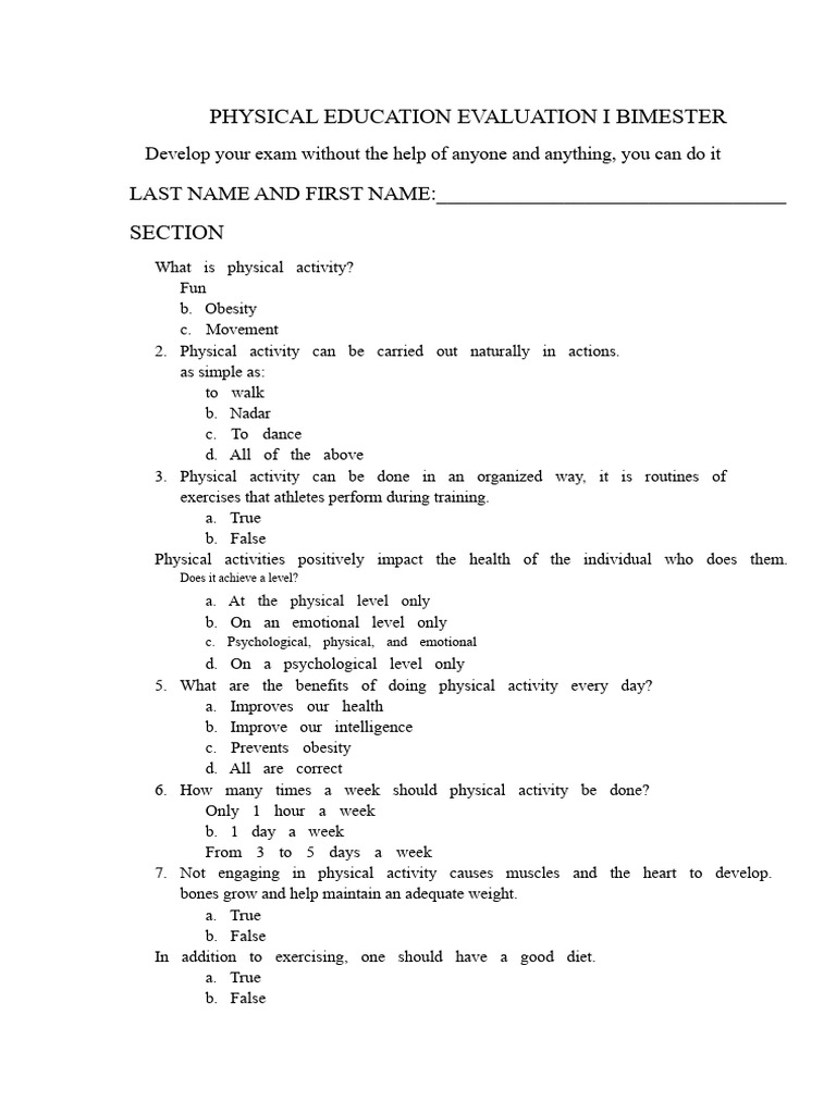 Physical Education Evaluation Guide | PDF