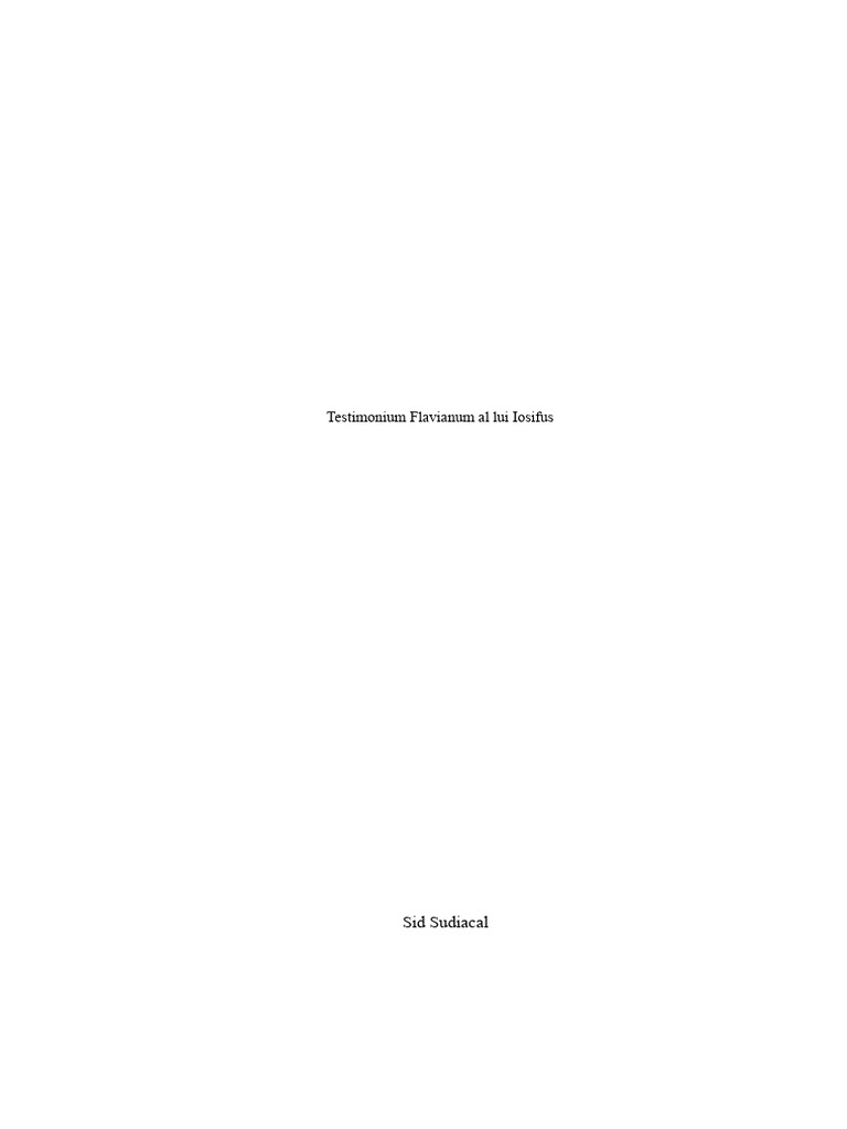 Testimonium Flavianum Al Lui Josephus | PDF