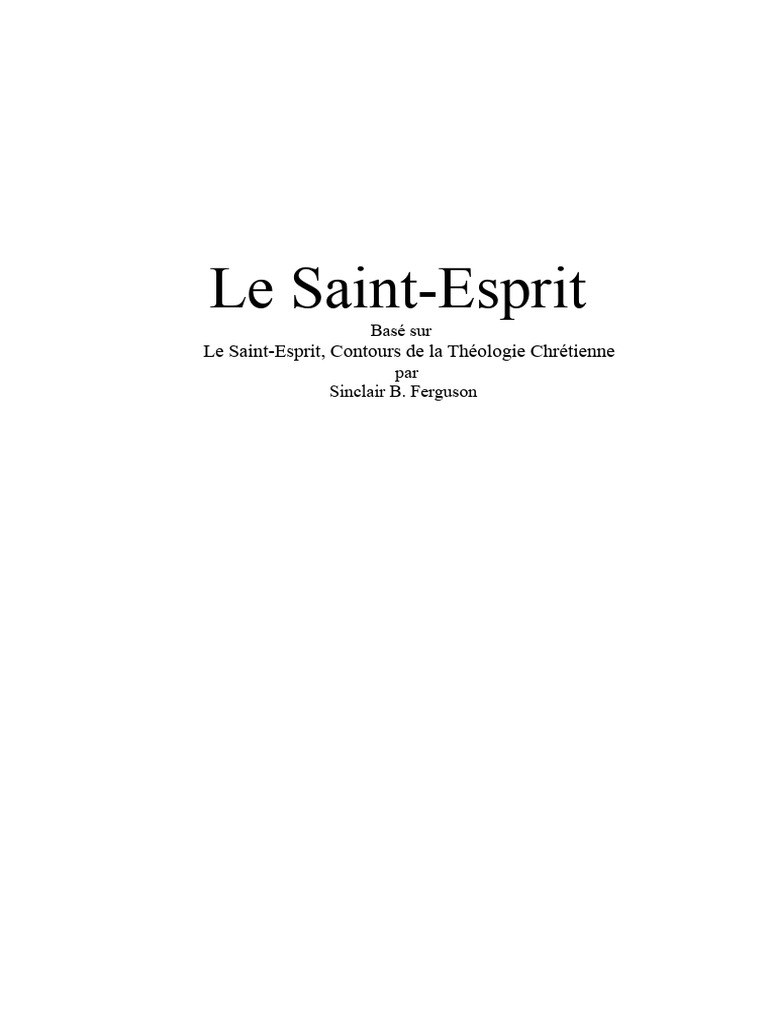 Le Saint-Esprit dans la Création | PDF | Jésus | Création (Bible)