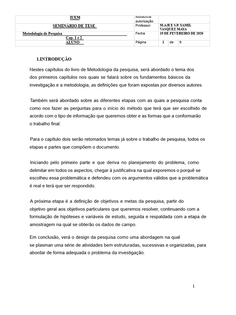 Resumo Cap 1 e 2 Metodologia de Pesquisa | PDF | Método científico ...