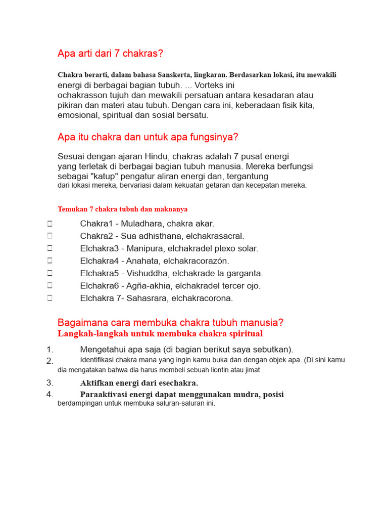 Apa arti dari 7 chakra | PDF