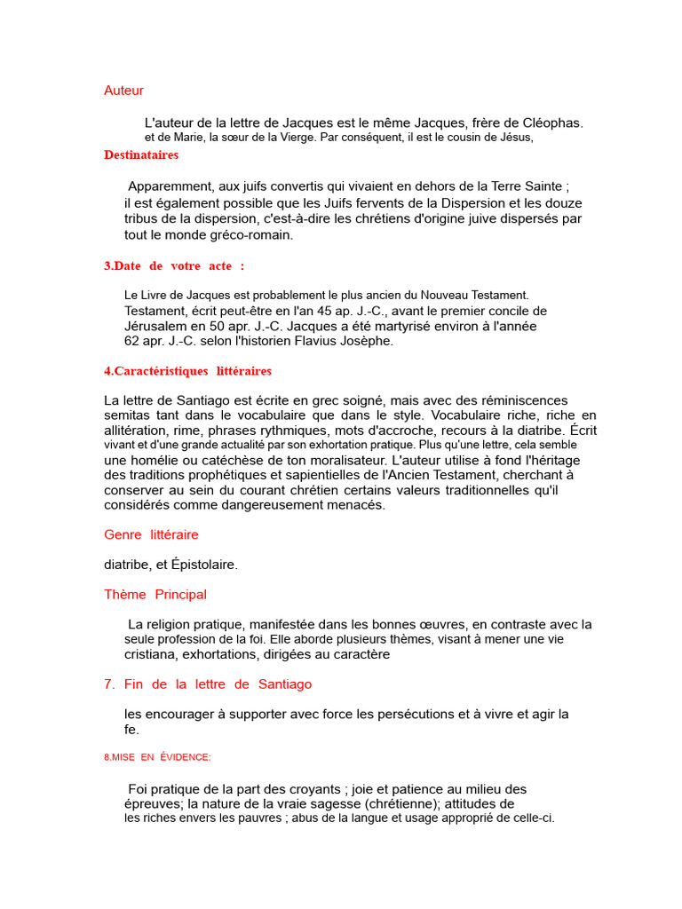 La Lettre de Saint Jacques : Foi et Œuvres | PDF | Épître de Jacques