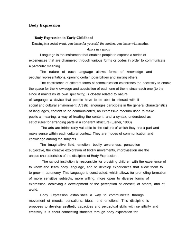 Body Expression in Early Childhood Education | PDF | Experience | Feeling
