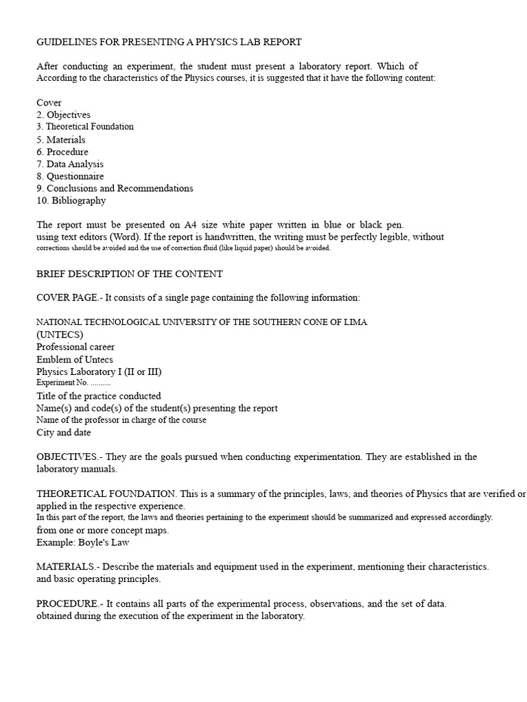 Physics Lab Report Presentation Guidelines | PDF | Experiment | Mathematics