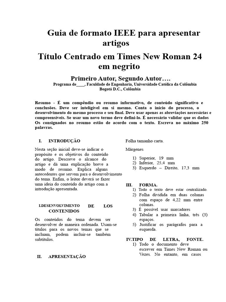 Formato IEEE para Apresentação de Artigos | PDF | Abstract (resumo)